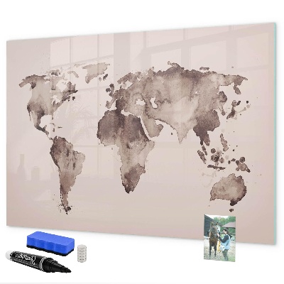 Dry erase board magnetic A world map with personal memories