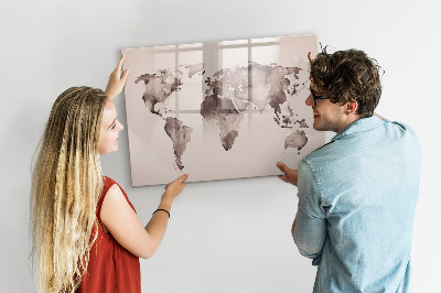 Dry erase board magnetic A world map with personal memories