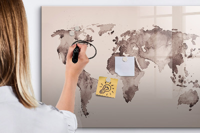 Dry erase board magnetic A world map with personal memories