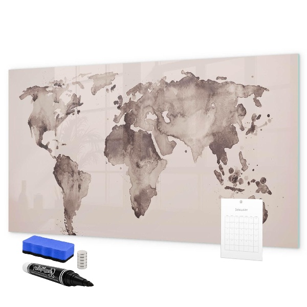 Dry erase board magnetic A world map with personal memories