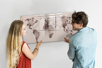 Dry erase board magnetic A world map with personal memories