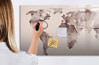 Dry erase board magnetic A world map with personal memories