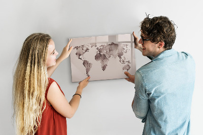 Dry erase board magnetic A world map with personal memories
