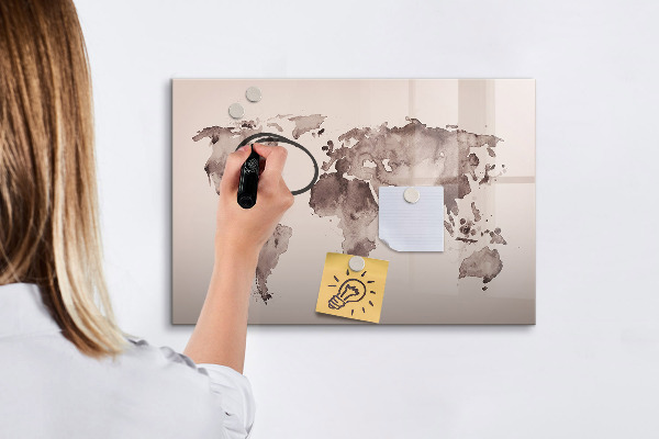 Dry erase board magnetic A world map with personal memories