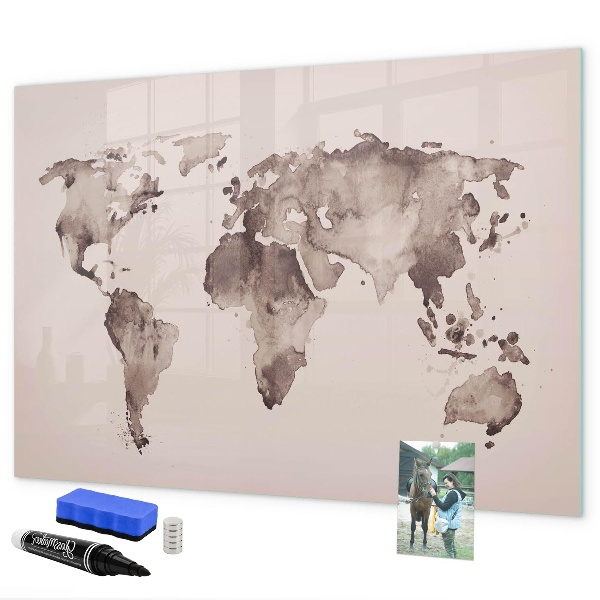 Dry erase board magnetic A world map with personal memories