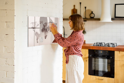 Dry erase board magnetic A world map with personal memories