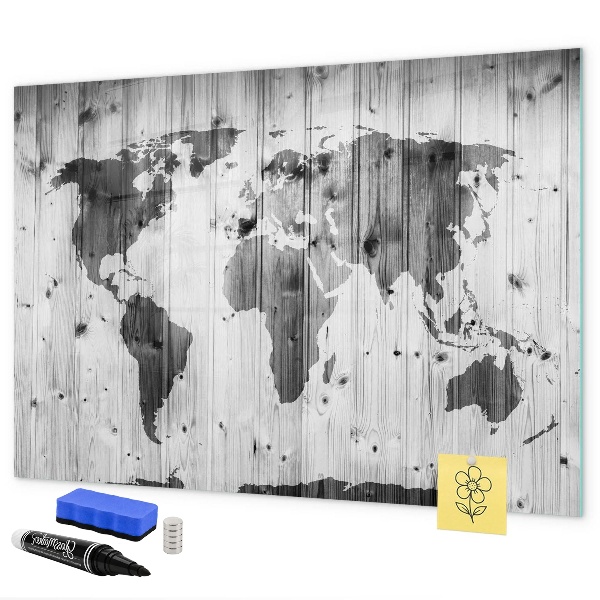 Magnetic dry erase board A world map with personal memories