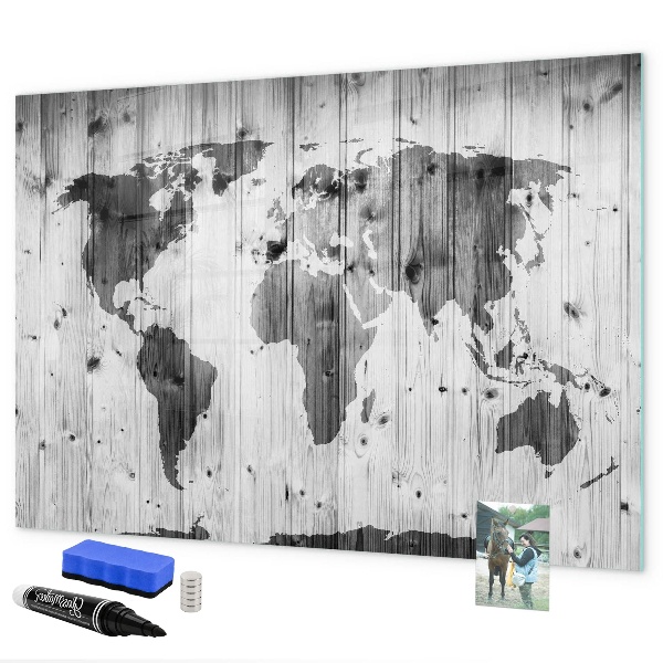 Magnetic dry erase board A world map with personal memories
