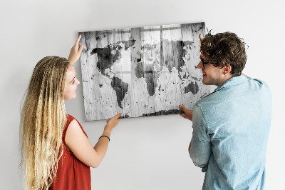 Magnetic dry erase board A world map with personal memories