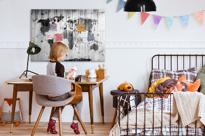 Magnetic dry erase board A world map with personal memories