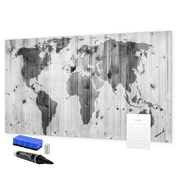 Magnetic dry erase board A world map with personal memories