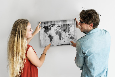 Magnetic dry erase board A world map with personal memories