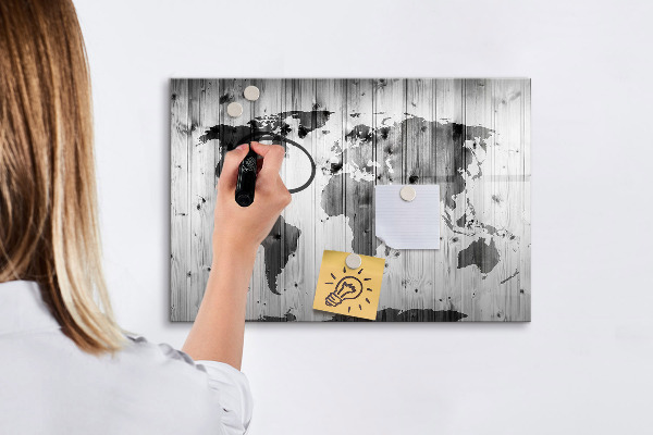 Magnetic dry erase board A world map with personal memories