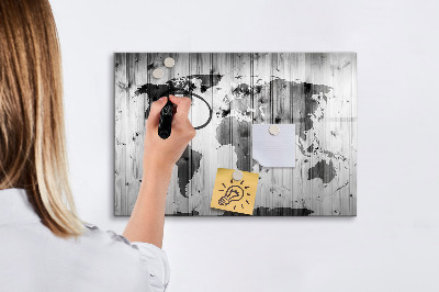 Magnetic dry erase board A world map with personal memories