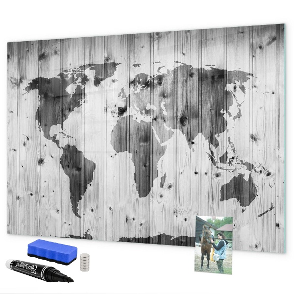 Magnetic dry erase board A world map with personal memories