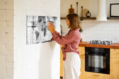 Magnetic dry erase board A world map with personal memories