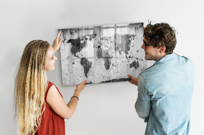 Magnetic dry erase board A world map with personal memories