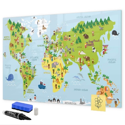Magnetic dry erase board Interactive world map with photos