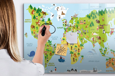 Magnetic dry erase board Interactive world map with photos