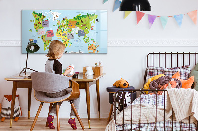 Magnetic dry erase board Interactive world map with photos