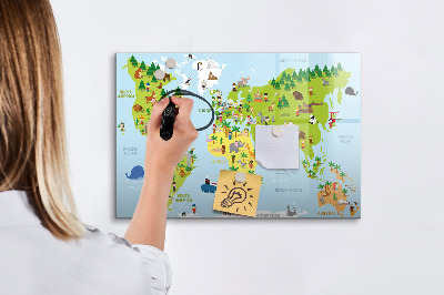 Magnetic dry erase board Interactive world map with photos