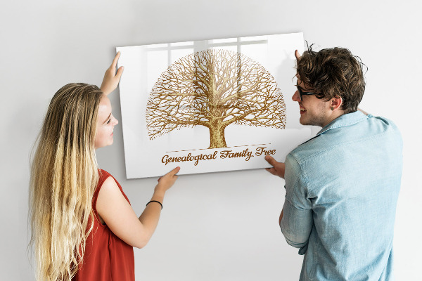 Dry erase board magnetic Family tree with space for photos