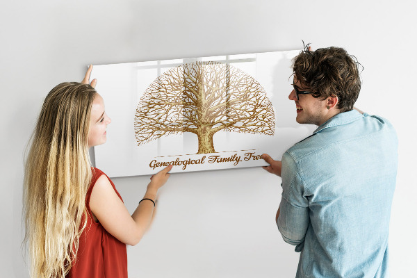 Dry erase board magnetic Family tree with space for photos