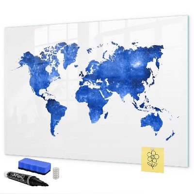 Dry erase board magnetic World map with photo locations