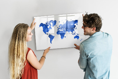 Dry erase board magnetic World map with photo locations