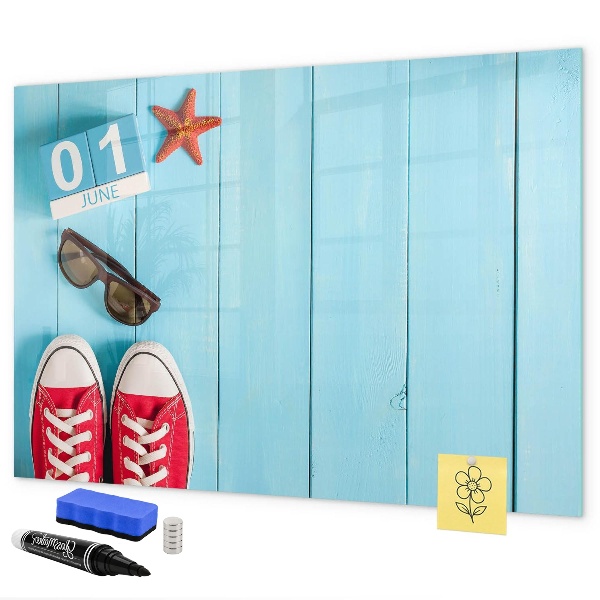 Dry erase board magnetic Summer memories on a blue background