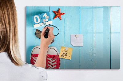 Dry erase board magnetic Summer memories on a blue background