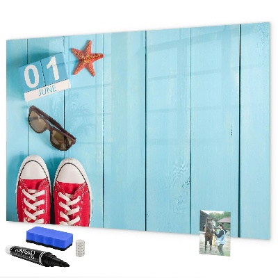 Dry erase board magnetic Summer memories on a blue background
