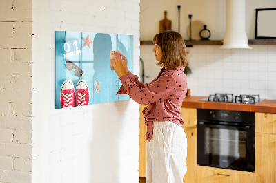 Dry erase board magnetic Summer memories on a blue background