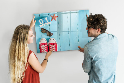 Dry erase board magnetic Summer memories on a blue background