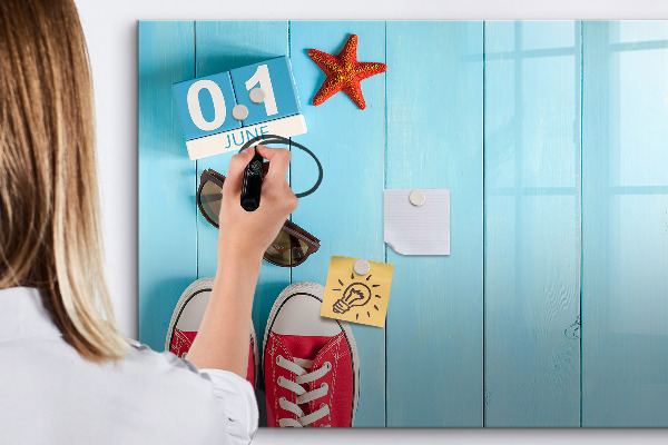 Dry erase board magnetic Summer memories on a blue background