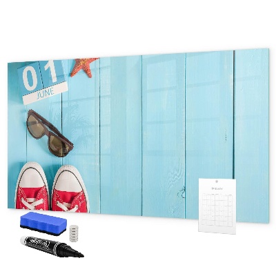 Dry erase board magnetic Summer memories on a blue background