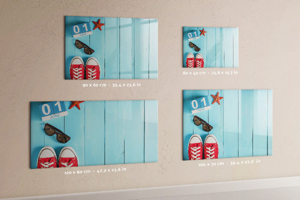 Dry erase board magnetic Summer memories on a blue background