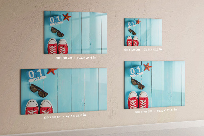 Dry erase board magnetic Summer memories on a blue background
