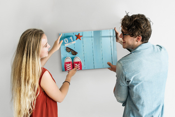 Dry erase board magnetic Summer memories on a blue background