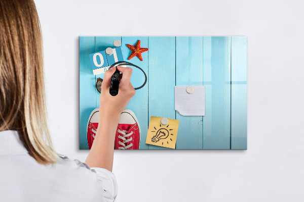 Dry erase board magnetic Summer memories on a blue background
