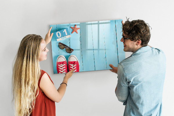 Dry erase board magnetic Summer memories on a blue background