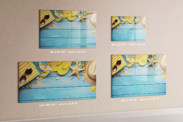 Magnetic dry erase board Summer memories on a blue background