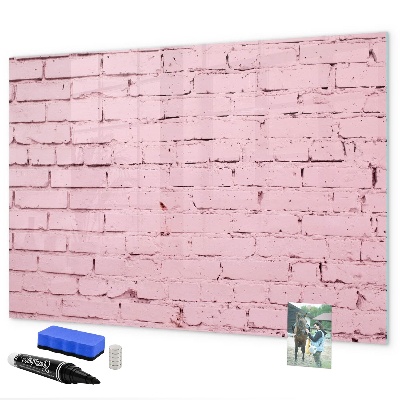 Dry erase board magnetic Pink wall with space for photos