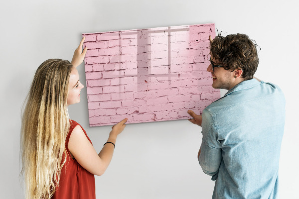 Dry erase board magnetic Pink wall with space for photos