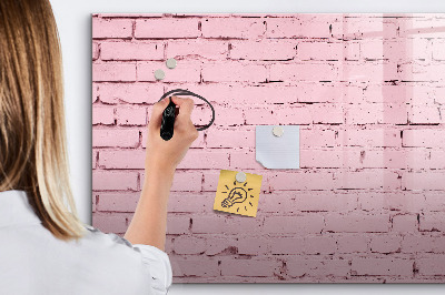 Dry erase board magnetic Pink wall with space for photos