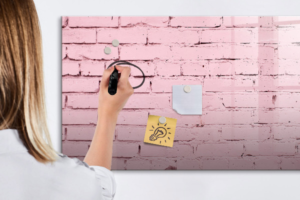 Dry erase board magnetic Pink wall with space for photos