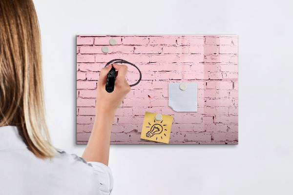 Dry erase board magnetic Pink wall with space for photos