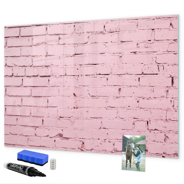 Dry erase board magnetic Pink wall with space for photos