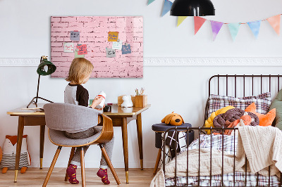 Dry erase board magnetic Pink wall with space for photos