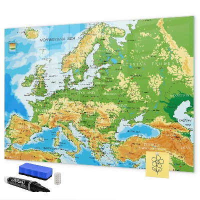 Magnetic dry erase board A map of Europe for personal memories